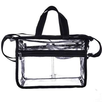 Jula Vance Medium Clear PVC Makeup Artist Set Bag Transparent Cosmetic Storage Bag Travel Make up Kits Organizer MUA Bag Stadium Approved Clear Tote Bag with Removable Shoulder Strap