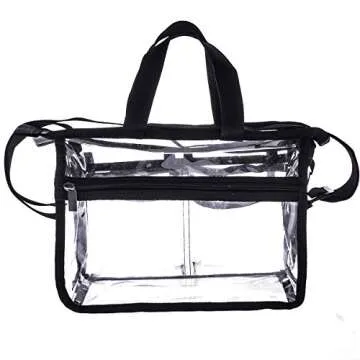 Jula Vance Medium Clear PVC Makeup Artist Set Bag Transparent Cosmetic Storage Bag Travel Make up Kits Organizer MUA Bag Stadium Approved Clear Tote Bag with Removable Shoulder Strap