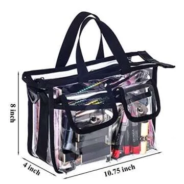 Jula Vance Medium Clear PVC Makeup Artist Set Bag Transparent Cosmetic Storage Bag Travel Make up Kits Organizer MUA Bag Stadium Approved Clear Tote Bag with Removable Shoulder Strap