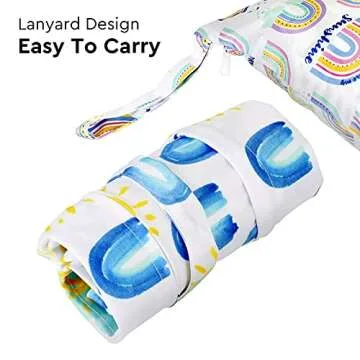 eaxin 2pcs Waterproof Wet Bags with Two Zippered Pockets, Washable, Reusable for Travel, Beach, Pool, Stroller, Diapers, Dirt Gym Clothes, Wet Swimsuits, Toiletries -Rainbows