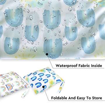 eaxin 2pcs Waterproof Wet Bags with Two Zippered Pockets, Washable, Reusable for Travel, Beach, Pool, Stroller, Diapers, Dirt Gym Clothes, Wet Swimsuits, Toiletries -Rainbows