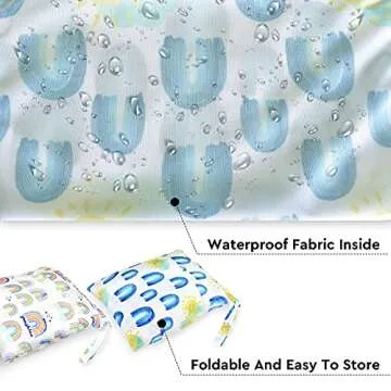 eaxin 2pcs Waterproof Wet Bags with Two Zippered Pockets, Washable, Reusable for Travel, Beach, Pool, Stroller, Diapers, Dirt Gym Clothes, Wet Swimsuits, Toiletries -Rainbows