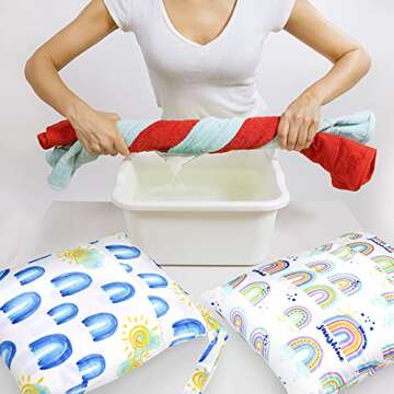 eaxin 2pcs Waterproof Wet Bags with Two Zippered Pockets, Washable, Reusable for Travel, Beach, Pool, Stroller, Diapers, Dirt Gym Clothes, Wet Swimsuits, Toiletries -Rainbows