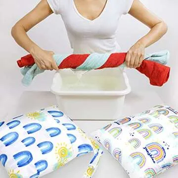 eaxin 2pcs Waterproof Wet Bags with Two Zippered Pockets, Washable, Reusable for Travel, Beach, Pool, Stroller, Diapers, Dirt Gym Clothes, Wet Swimsuits, Toiletries -Rainbows
