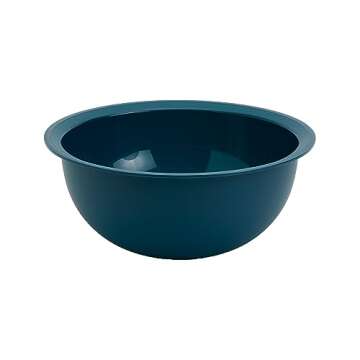 Basic Essentials 4 Piece Plastic Nesting Mixing Bowls & Colander Set for Kitchen, Baking, Prepping, Cooking, Space Saving Storage, Multiple Sizes, Gradient Blue