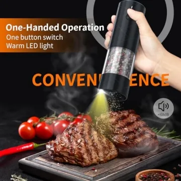 Lidaop Electric Salt and Pepper Grinder Set – USB Rechargeable, Adjustable Coarseness, LED Light