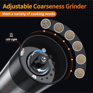 Electric Salt and Pepper Grinder USB Rechargeable with Light