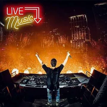 Music Live Neon Signs, Handcrafted Live Music Led Light Signs for Wall Decor, Usb Powered Music Live Led Light For Nightclub, Bar, Club, Bedroom, Music Stadio Indoor Outdoor