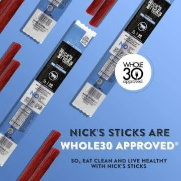 Nick's Sticks Clean & Balanced 100% Grass-Fed Beef Snack Sticks | Made in the USA | Gluten Free | Paleo, Keto, Whole30 Approved | No Soy, Antibiotics or Hormones (6 – 1.7oz. Packs of 2 Sticks)
