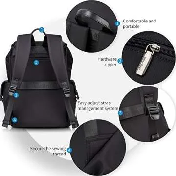 Colins Keirs Black backpack men,16 inch laptop backpack for men, drawstring anti-theft waterproof tech backpack with laptop compartment. Large 30 L