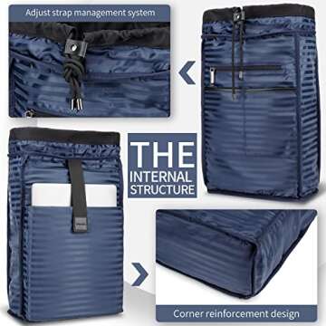 Colins Keirs Black backpack men,16 inch laptop backpack for men, drawstring anti-theft waterproof tech backpack with laptop compartment. Large 30 L