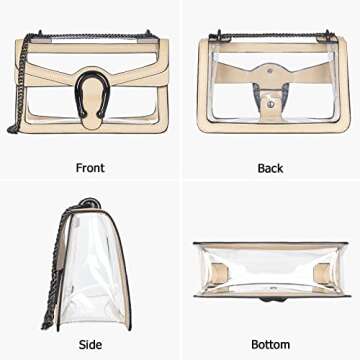 Joryin Clear Bag for Women Clear Bags Stadium Approved Clear Purse Shoulder Bag Crossbody Bag Fashion Small Handbag Clutch Bag Transparent Bag Black Warm Beige