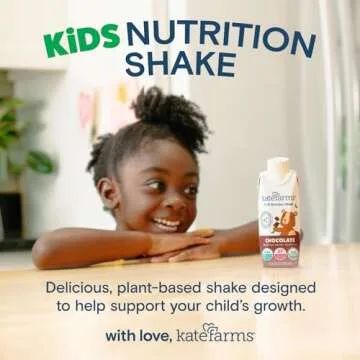 KATE FARMS Organic Kids Nutrition Shake, Chocolate, 8g of protein, 27 Vitamins and Minerals, Meal Replacement Drink, Protein Shake, Gluten Free, Non-GMO, 8.45 Fl oz (Pack of 12)