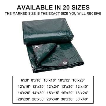  CARTMAN 8x10 Feet Waterproof Green Tarp - 8 Mil Thick Cover