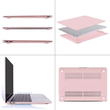 MOSISO Compatible with MacBook Air 13 inch Case 2022 2021 2020 2019 2018 Release A2337 M1 A2179 A1932 Touch ID, Plastic Hard Shell Cover&Keyboard Cover for MacBook Air 13.3 inch Case, Rose Quartz