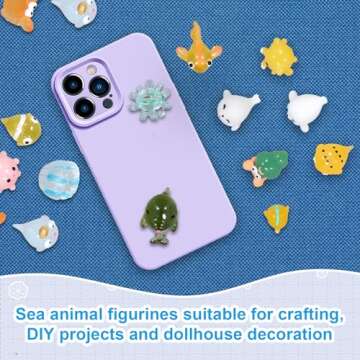 90pcs Mini Ocean Figurines, 18 Styles Tiny Resin Marine Animals Fish Turtles Miniature Sea Animals Ornaments Small Trinkets for Dollhouse Garden Decoration Birthday Party Favor