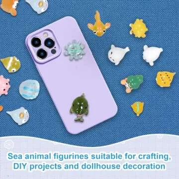 90pcs Mini Ocean Figurines, 18 Styles Tiny Resin Marine Animals Fish Turtles Miniature Sea Animals Ornaments Small Trinkets for Dollhouse Garden Decoration Birthday Party Favor