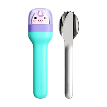 ZOKU Kids Pocket Utensil Set, Unicorn - Stainless Steel Fork, Knife, and Spoon in Case - Portable De...
