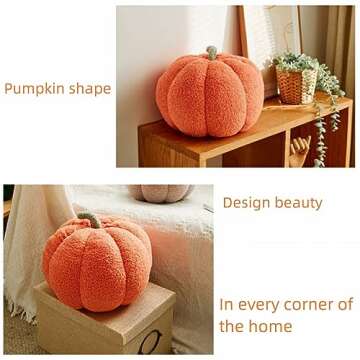 CRIVERY 3D Pumpkin Throw Pillow, Plush Fleece Stuffed Pumpkin Decoration or Party Christmas Home Decor Halloween (Orange)