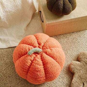 CRIVERY 3D Pumpkin Throw Pillow, Plush Fleece Stuffed Pumpkin Decoration or Party Christmas Home Decor Halloween (Orange)