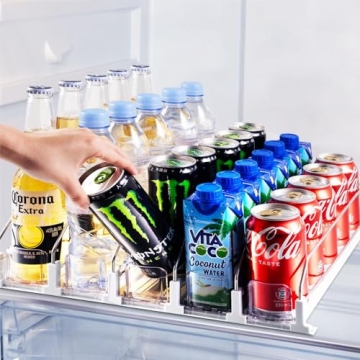 Adjustable Drink Organizer for Fridge - Holds 25 Cans