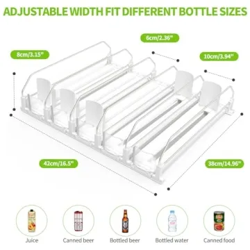 Adjustable Drink Organizer for Fridge - Holds 25 Cans