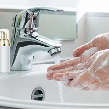 IRON BILL 2 Oz Empty Foam Pump Bottle (12PCS) Travel Foaming Soap Dispenser for Hand Soap, Lash Shampoo Cleanser (White&Gold)