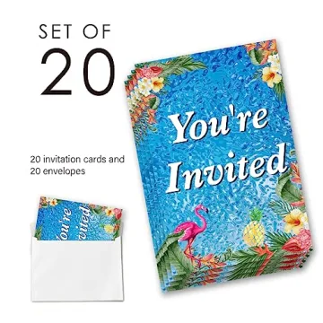 EUDOSI Aloha Pool Birthday Invitations Set of 20