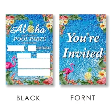EUDOSI Aloha Pool Birthday Invitations Set of 20