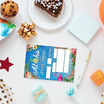 EUDOSI Aloha Pool Birthday Invitations Set of 20
