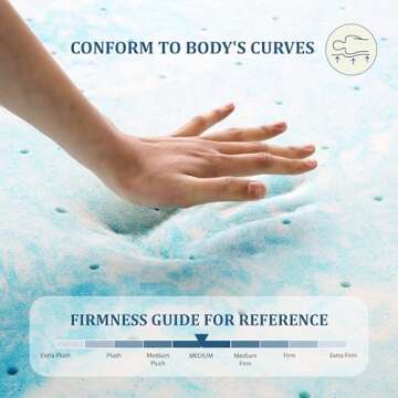 EGO Topper 4 Inch Queen Memory Foam Mattress Topper, Gel Foam Mattress Topper for Pressure Relief, V...