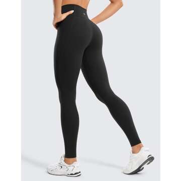 CRZ YOGA Womens Butterluxe Workout Leggings 28 Inches - High Waisted Gym Yoga Pants with Pockets Running Buttery Soft Black Medium