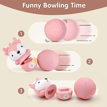 Nueplay Ages 18+ Months Toddler Learning Toys, Counting and Sorting Toys Kids Bowling Set, Animal Shape Puzzle and Bowling Game to Enhance Shape, Color, and Number Recognition, 1 Year Old Girl Gifts