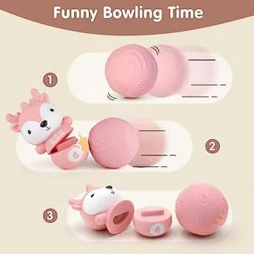 Nueplay Ages 18+ Months Toddler Learning Toys, Counting and Sorting Toys Kids Bowling Set, Animal Shape Puzzle and Bowling Game to Enhance Shape, Color, and Number Recognition, 1 Year Old Girl Gifts