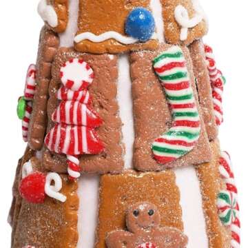 Okuna Outpost Gingerbread Christmas Tree, 15 Inch Christmas Decoration, Christmas Centerpiece for Table, Ideal for Family and Friends