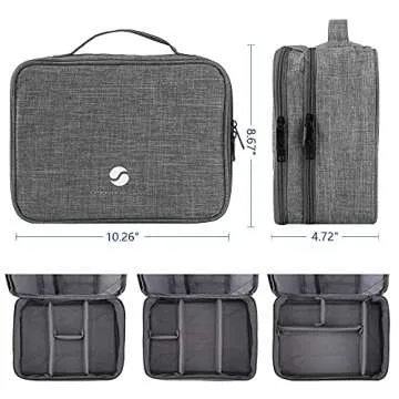 ORIENT FAMULAY Travel Organizer, Waterproof Cable Bag for Electronic Accessories Double Layer Large Shockproof Storage Bag for Cord, Hard Disk, Power Bank, Tablet -Gray
