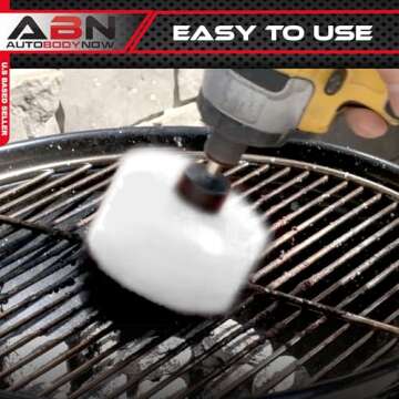 ABN 1/4in Drive Nylon Power Scrubber Drill Brush Attachment 5pc Set with 1pc Extension - Shower Cleaner, Spa Hot Tub Scrubber, Carpet Brush, Grout Cleaner for Home and Auto Car - White Soft Bristle