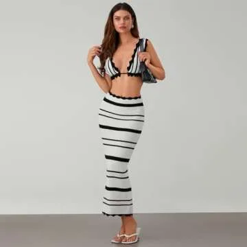 Stylish Crochet Knit 2 Piece Set for Women Summer Outfits