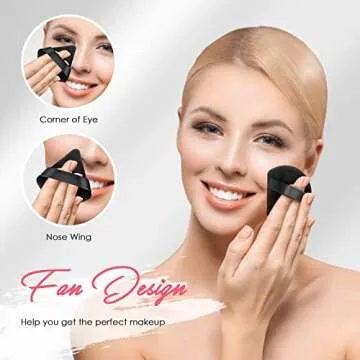 AMMON 12 Pcs Black Powder Puff Triangle Soft Makeup Powder Puff Face Makeup Sponge Puff Velour Makeup Puff Pure Cotton Powder Puff for Loose Mineral Powder Cosmetic Body Contouring Tools