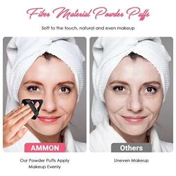 AMMON 12 Pcs Black Powder Puff Triangle Soft Makeup Powder Puff Face Makeup Sponge Puff Velour Makeup Puff Pure Cotton Powder Puff for Loose Mineral Powder Cosmetic Body Contouring Tools