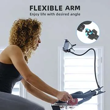 USBERG Phone Holder Clip Bed Gooseneck Mount,Universal Cell Phone Holder Clamp Clip Flexible Lazy Long Arm, Overhead Mount Stand for Bedroom,Desk(Black)