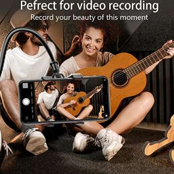 USBERG Phone Holder Clip Bed Gooseneck Mount,Universal Cell Phone Holder Clamp Clip Flexible Lazy Long Arm, Overhead Mount Stand for Bedroom,Desk(Black)