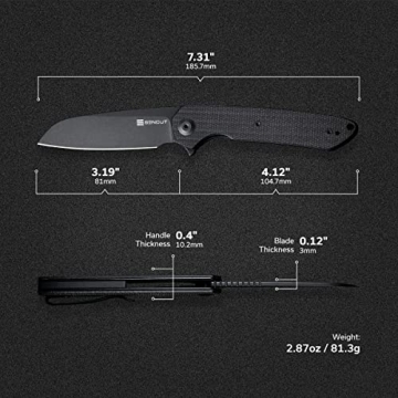 SENCUT Kyril Pocket Folding Knife for EDC, Design by Ferrum Forge Knife Works, Liner Lock Small Knife with Clip, Micarta Handle Everyday Carry Knife for Men Women Indoor Outdoor Gift S22001