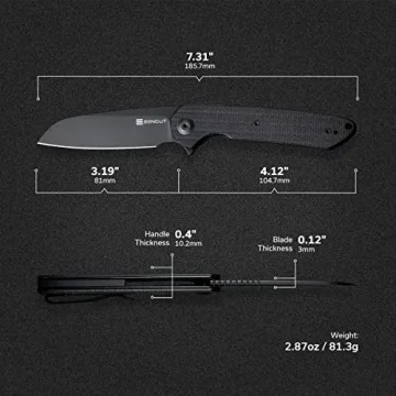 SENCUT Kyril Pocket Folding Knife for EDC, Design by Ferrum Forge Knife Works, Liner Lock Small Knife with Clip, Micarta Handle Everyday Carry Knife for Men Women Indoor Outdoor Gift S22001