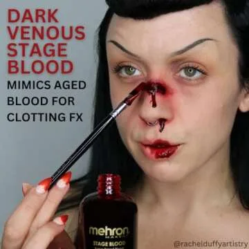 Mehron Makeup Stage Blood | Realistic For Halloween | Washable Fake Blood for Special FX, Stage & Screen, Halloween, & Cosplay (1oz.) (Dark Venous)