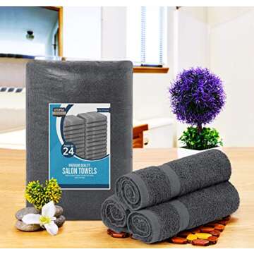 Utopia Towels - Salon Towel, Pack of 24 (Not Bleach Proof, 16 x 27 Inches) Highly Absorbent Cotton T...