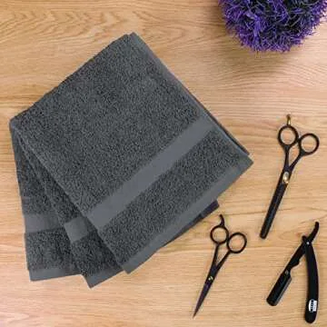 Utopia Towels - Salon Towel, Pack of 24 (Not Bleach Proof, 16 x 27 Inches) Highly Absorbent Cotton Towels for Hand, Gym, Beauty, Hair, Spa, and Home Hair Care, Grey