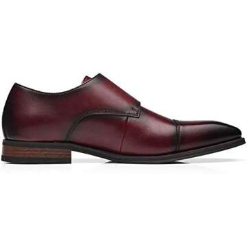 La Milano Mens Double Monk Strap Slip on Loafer Cap Toe Leather Oxford Formal Business Casual Comfortable Dress Shoes for Men