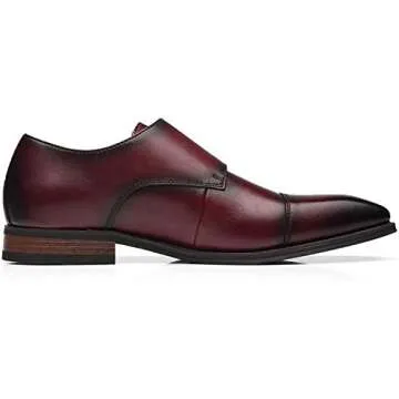 La Milano Mens Double Monk Strap Slip on Loafer Cap Toe Leather Oxford Formal Business Casual Comfortable Dress Shoes for Men