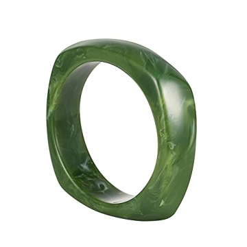 Colorful Acrylic Resin Bangle Bracelet Tortoiseshell Acetate Plate Cuff Bracelet Wristbands Retro Wide Irregular Geometric Plastic Bracelet for Women Jewelry-green